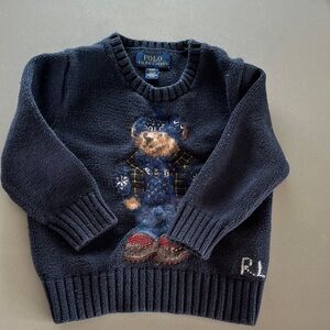 Ralph Lauren Knit Dark Blue Sweater with Bear Logo